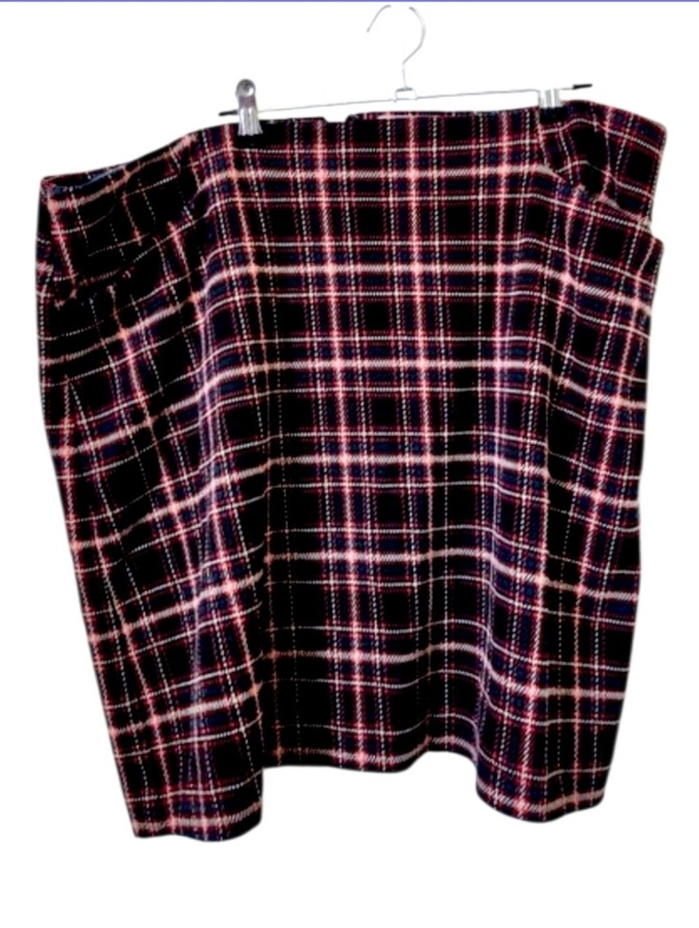 LOFT Black and Red Plaid Pencil Skirt 16